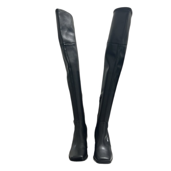 Nine West Black Begone 3 Faux Leather Tall Over-The-Knee Boots Size 8.5 - Picture 2 of 9